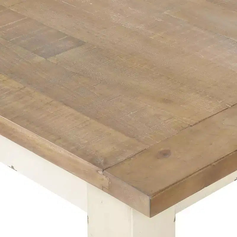 Panca da pranzo bicolore in legno, bianco anticato e rovere invecchiato, 1 posto