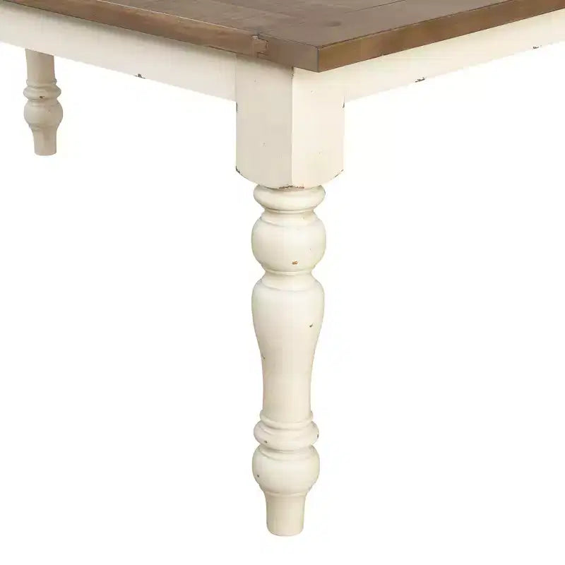 Panca da pranzo bicolore in legno, bianco anticato e rovere invecchiato, 1 posto