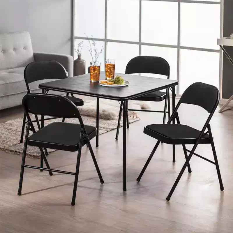 Sedia Pieghevole Imbottita Nera, Set da 4