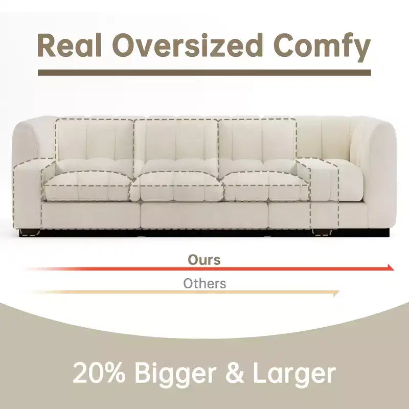 Divano componibile a L in ciniglia, 4 posti, Beige / Grigio / Verde
