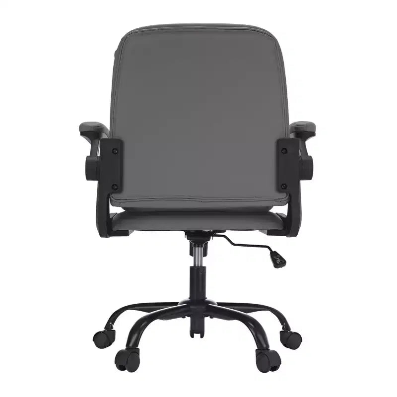 Sedia da ufficio girevole in pelle PU con schienale alto, grigia/bianca, con braccioli ribaltabili, 1 persona