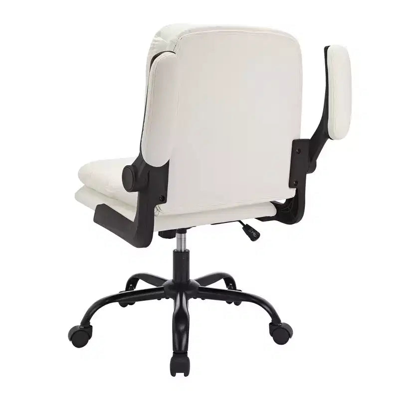 Sedia da ufficio girevole in pelle PU con schienale alto, grigia/bianca, con braccioli ribaltabili, 1 persona