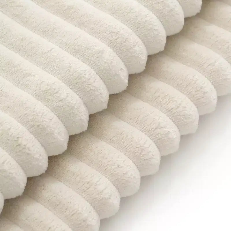 Divano componibile a L in velluto a coste grigio scuro/crema con Bluetooth, USB e portabicchieri – 4 posti