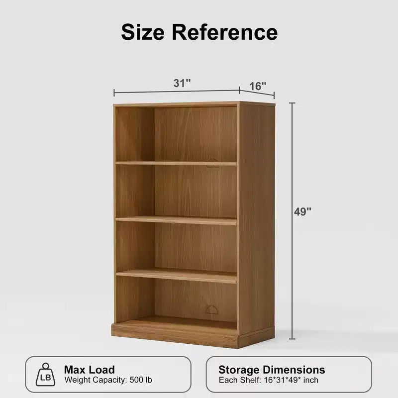 Mobile contenitore a giorno in legno naturale con ripiani regolabili e cassetto