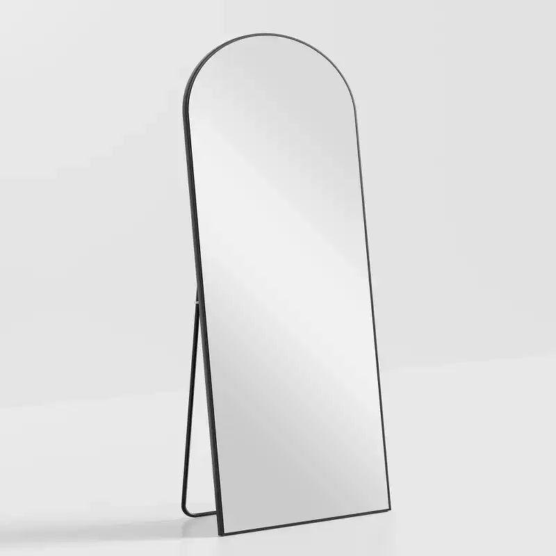 Specchio intero ad arco in legno naturale, da pavimento, autoportante, 1 persona