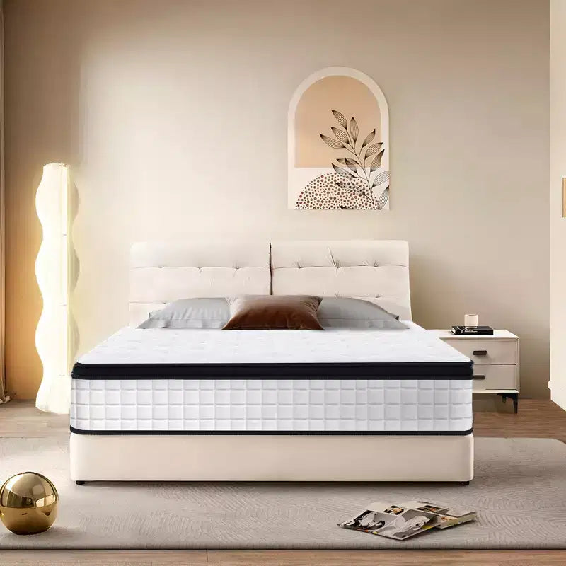 Materasso Ibrido Bianco e Nero, Memory Foam e Molle Insacchettate, Matrimoniale (2 persone)