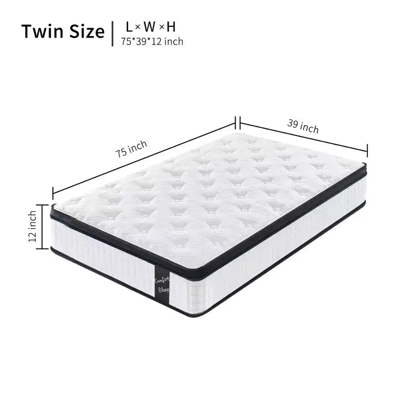 Materasso Ibrido Bianco e Nero, Memory Foam e Molle Insacchettate, Matrimoniale (2 persone)