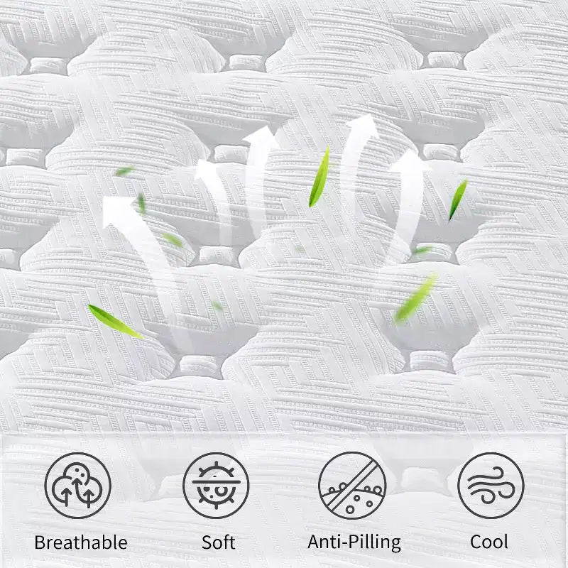 Materasso Ibrido Bianco e Nero, Memory Foam e Molle Insacchettate, Matrimoniale (2 persone)