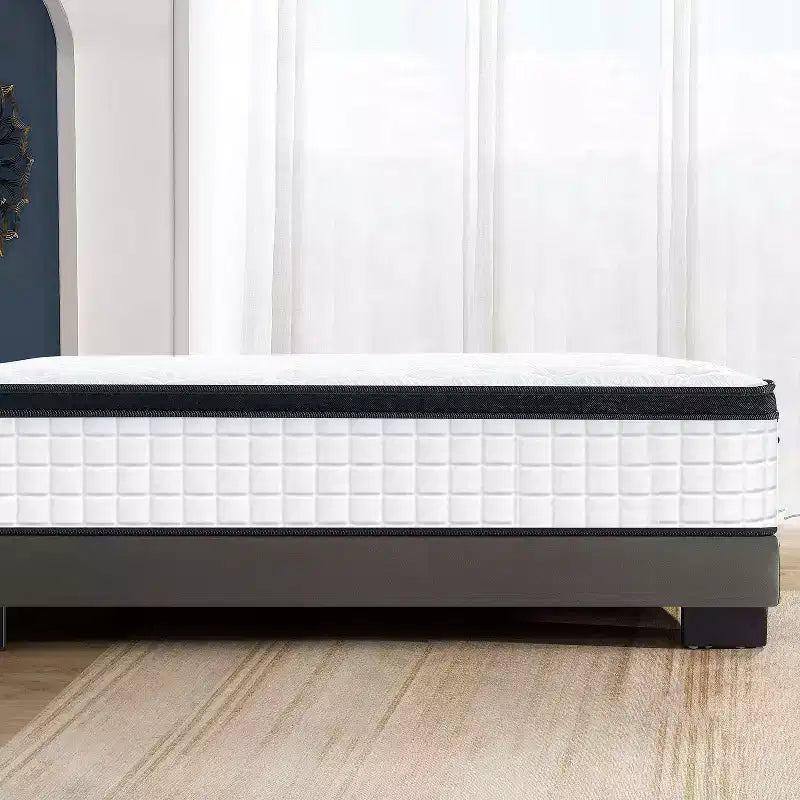 Materasso Ibrido Bianco e Nero, Memory Foam e Molle Insacchettate, Matrimoniale (2 persone)