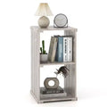 Costway 1/2 PCS 2-Cube Storage Shelf Slatted Paulownia Wood Cubic Organizer with Open Back Brown