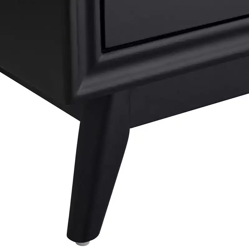 Cassettiera accentata nera a 3 cassetti di metà secolo, 1 persona