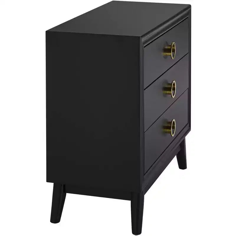 Cassettiera accentata nera a 3 cassetti di metà secolo, 1 persona