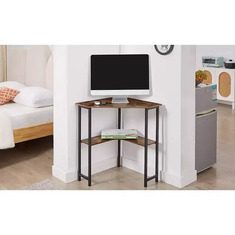 Scrivania angolare per computer – Marrone/Grigio, a triangolo, 1 persona