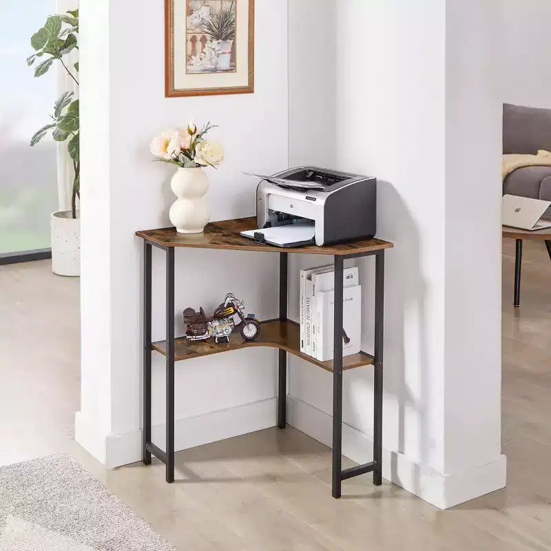 Scrivania angolare per computer – Marrone/Grigio, a triangolo, 1 persona