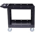 VEVOR Utility Service Cart, 2 Shelf 550LBS Heavy Duty Plastic Rolling Utility Cart with 360 Swivel Wheels, Medium Lipped Shelf