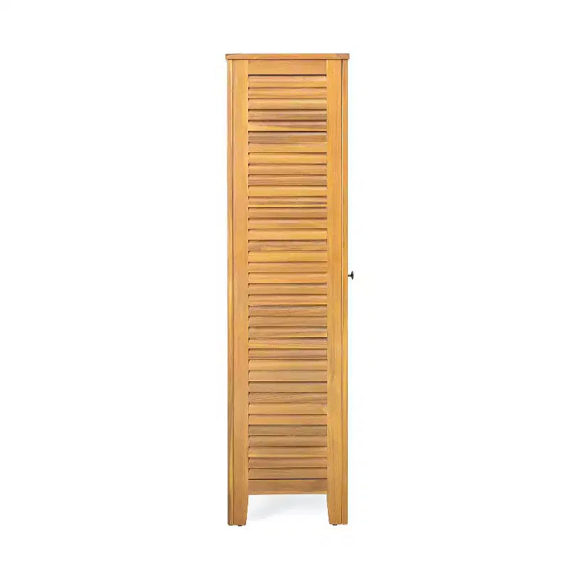 Mobile Contenitore in Legno di Teak Acacia con 3 Ripiani, 1 Anta