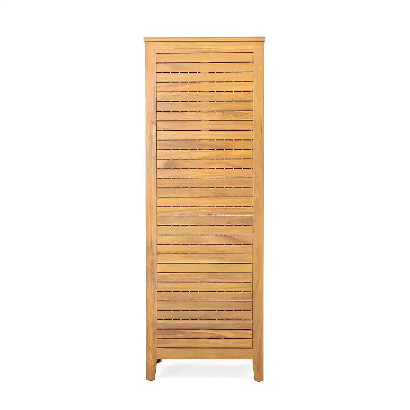 Mobile Contenitore in Legno di Teak Acacia con 3 Ripiani, 1 Anta