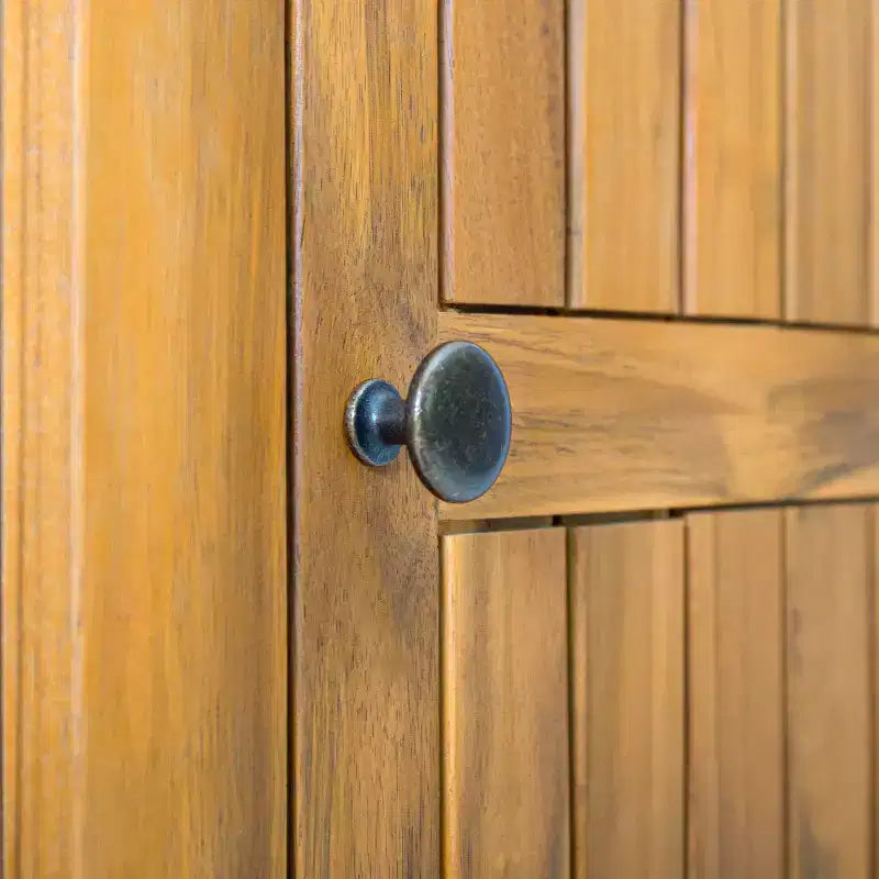 Mobile Contenitore in Legno di Teak Acacia con 3 Ripiani, 1 Anta
