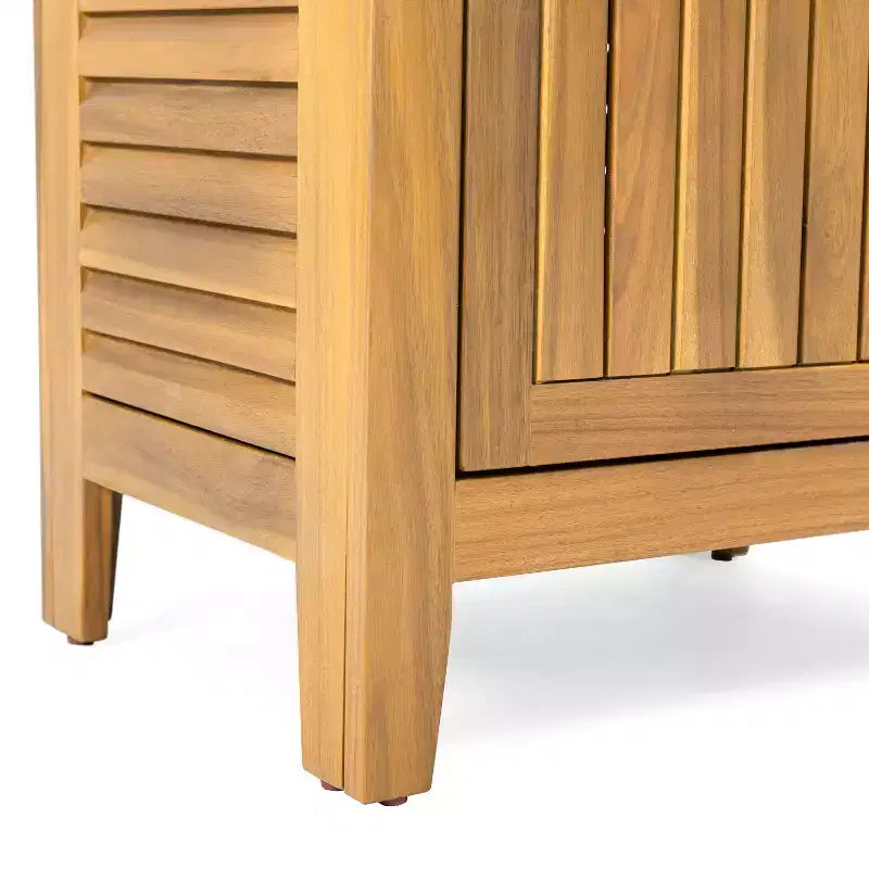 Mobile Contenitore in Legno di Teak Acacia con 3 Ripiani, 1 Anta
