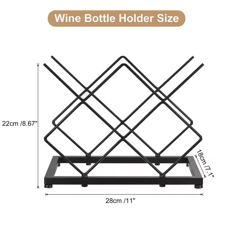 Rastrelliera per vino geometrica autoportante nera/oro, capacità 5 bottiglie