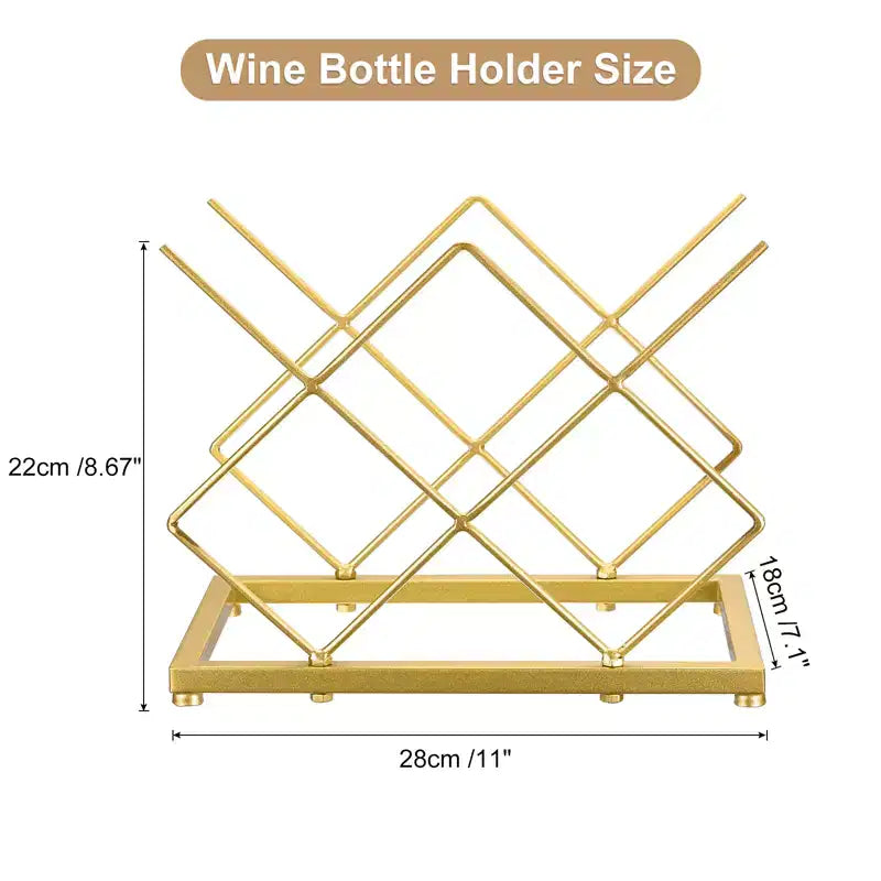 Rastrelliera per vino geometrica autoportante nera/oro, capacità 5 bottiglie