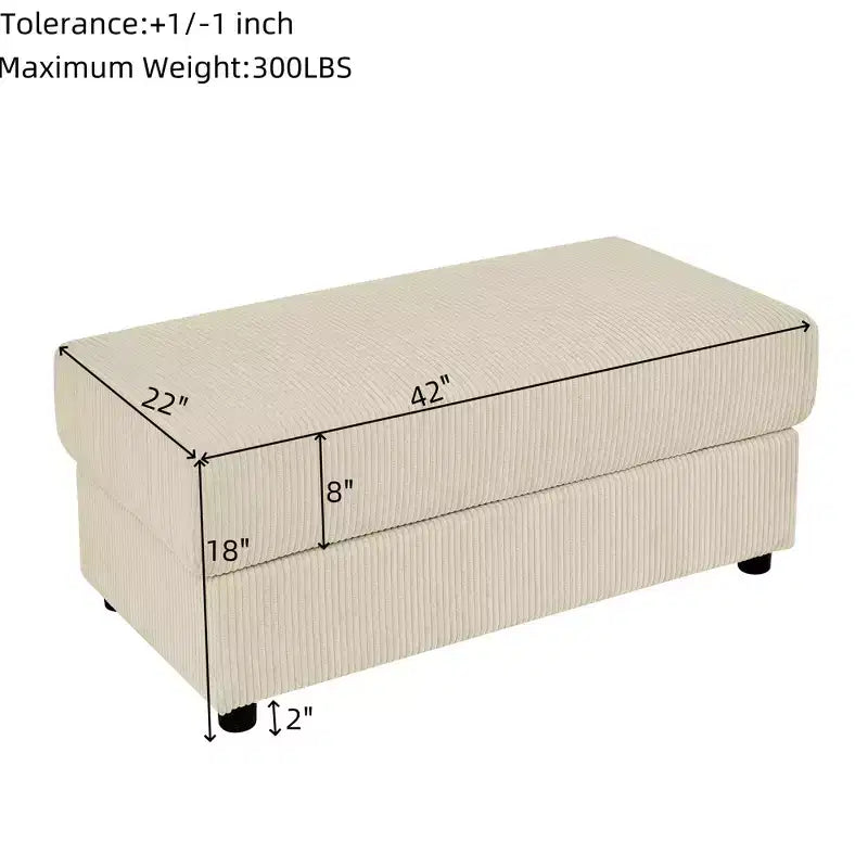 Divanetto a 2 posti e pouf in velluto a coste – Marrone, 185 cm L