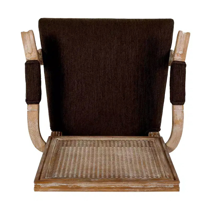 Sedie da pranzo con braccioli in canna imbottite beige/marrone, set da 2