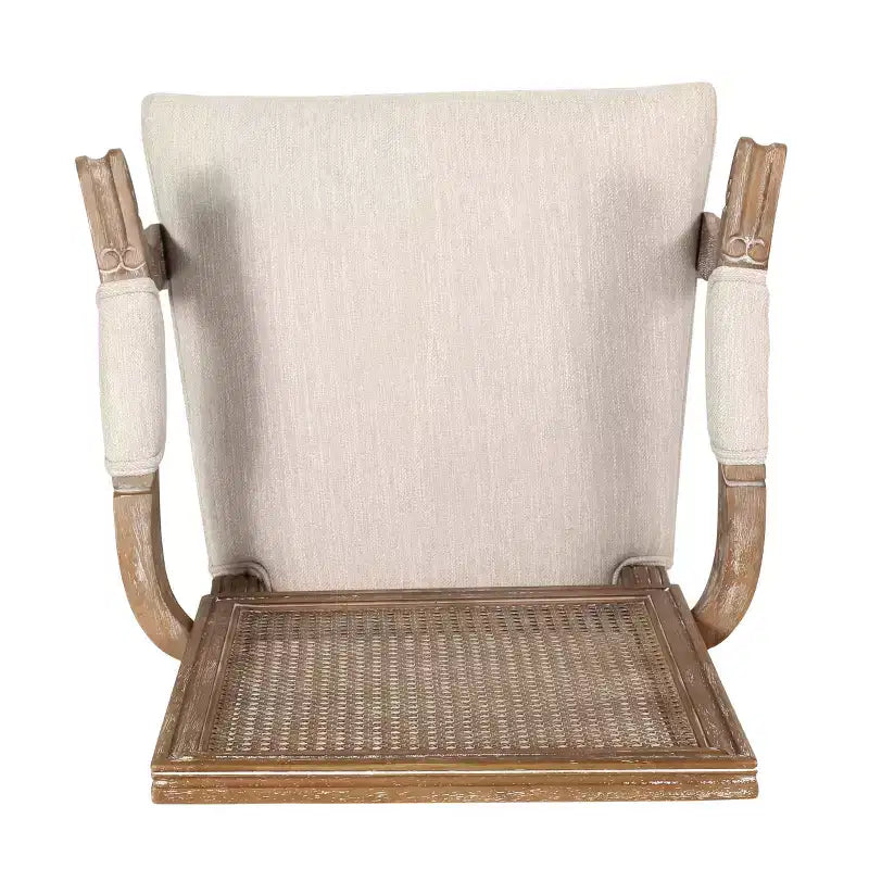Sedie da pranzo con braccioli in canna imbottite beige/marrone, set da 2