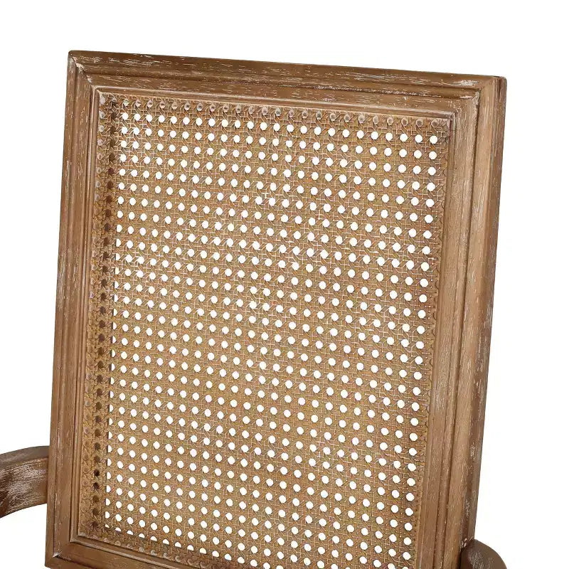 Sedie da pranzo con braccioli in canna imbottite beige/marrone, set da 2
