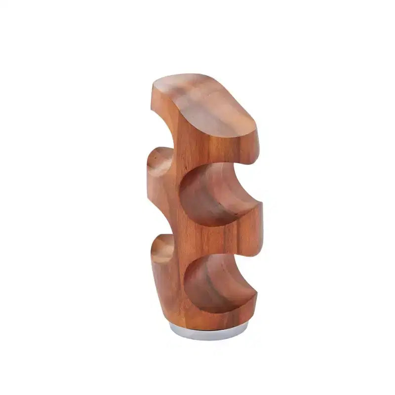 Espositore singolo in legno naturale di acacia marrone per 4 bottiglie