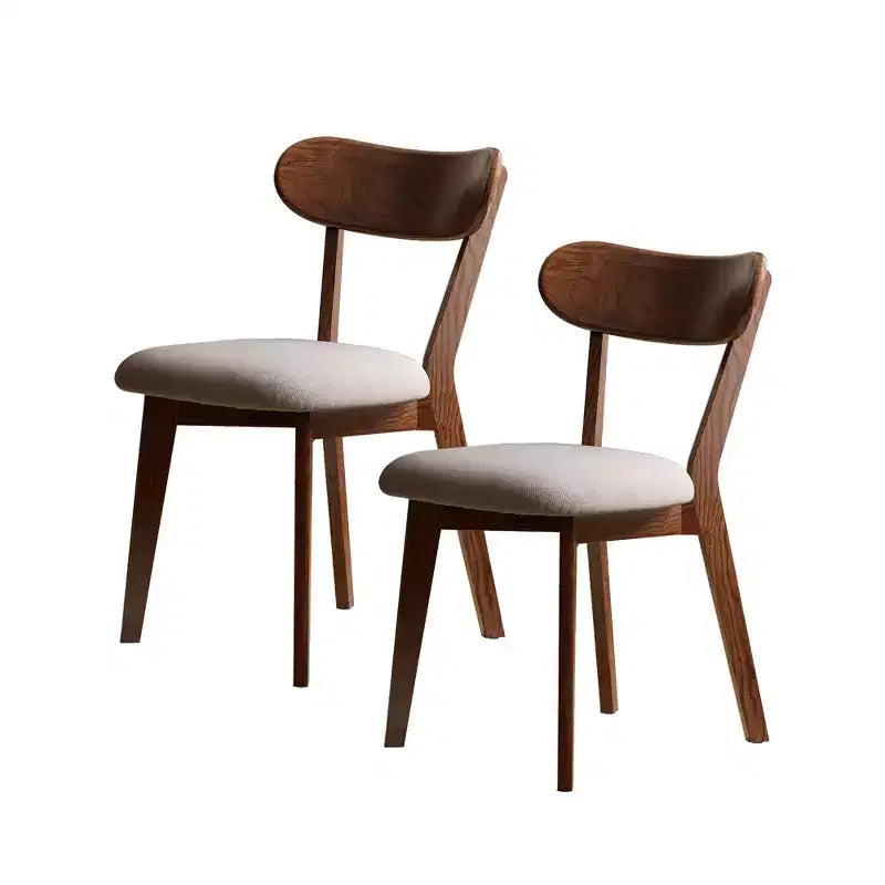 MAYEERTY Set of 2 Upholstered Dining Chairs, FAS Grade Oak Solid Wood Chairs for Kitchen Dining Room Living Room, Walnut
