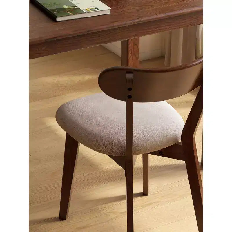 Sedie da pranzo senza braccioli imbottite in noce, set da 2