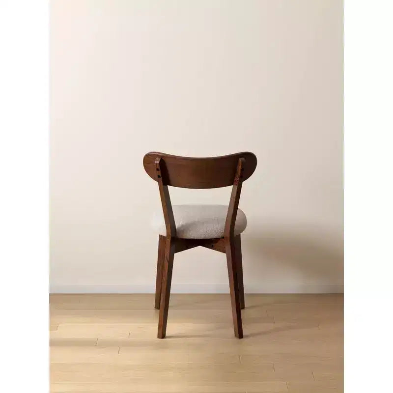 Sedie da pranzo senza braccioli imbottite in noce, set da 2
