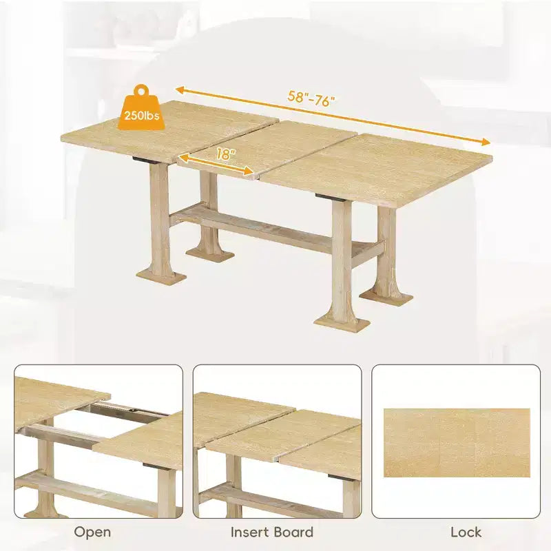 Set Tavolo da Pranzo per 6 Persone Marrone Scuro / Naturale con Panca e 4 Sedie