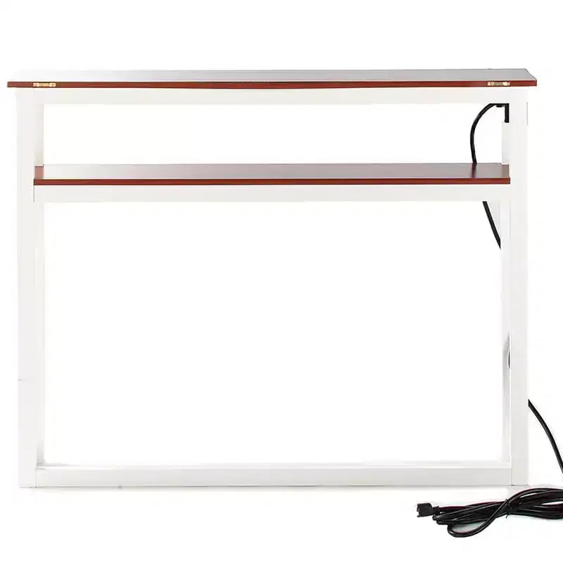 Tavolo Consolle Stretto Bianco/Nero con Porta USB e Presa, Monoposto