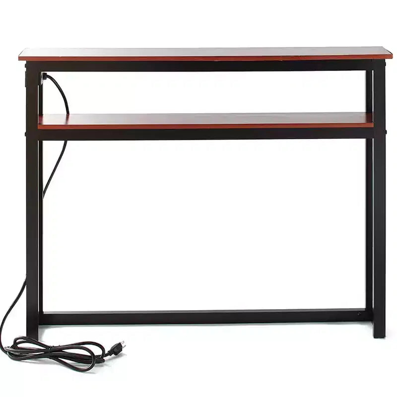 Tavolo Consolle Stretto Bianco/Nero con Porta USB e Presa, Monoposto