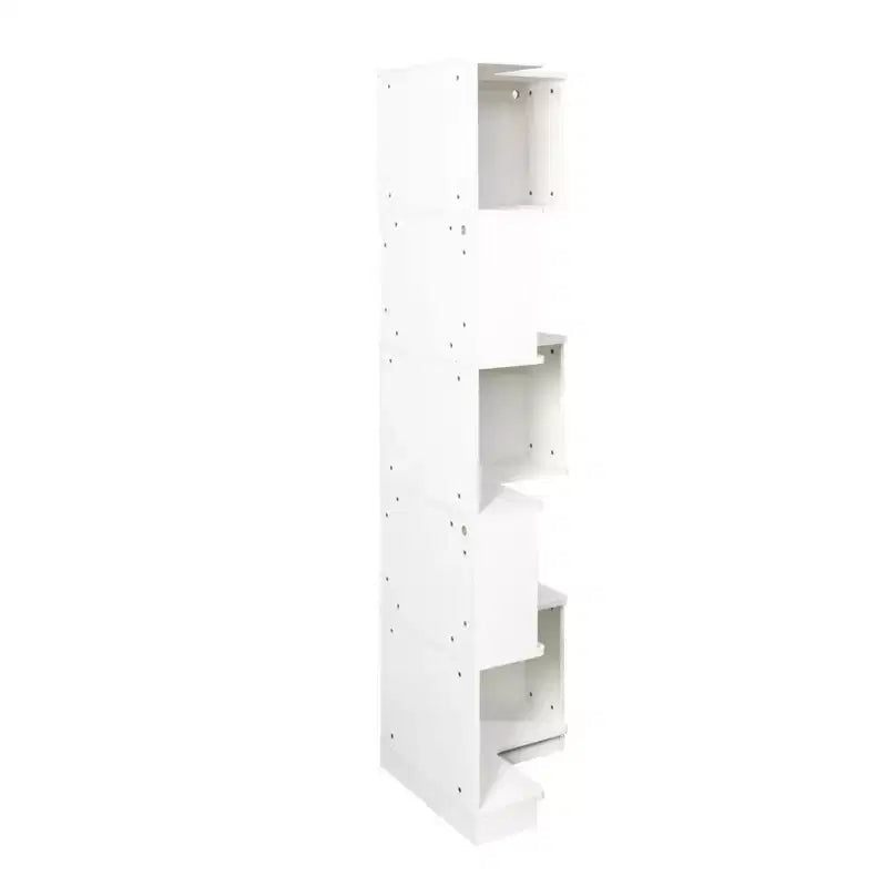 Scaffale angolare a 5 ripiani a L bianco con luci a LED, per 1 persona