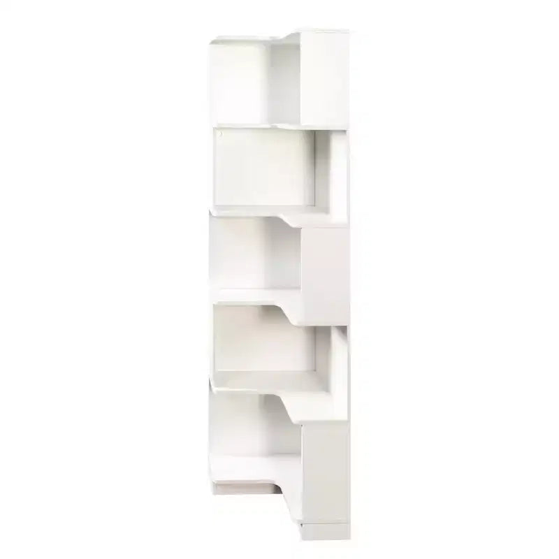 Scaffale angolare a 5 ripiani a L bianco con luci a LED, per 1 persona