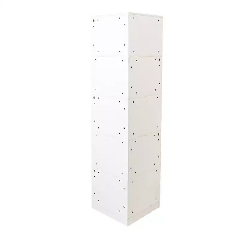 Scaffale angolare a 5 ripiani a L bianco con luci a LED, per 1 persona