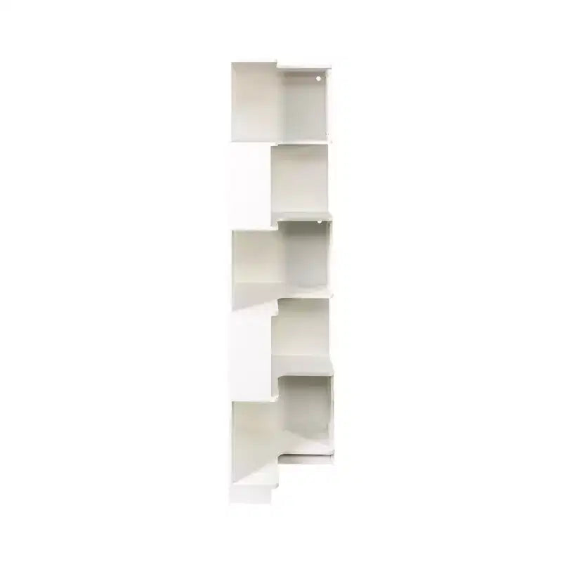 Scaffale angolare a 5 ripiani a L bianco con luci a LED, per 1 persona