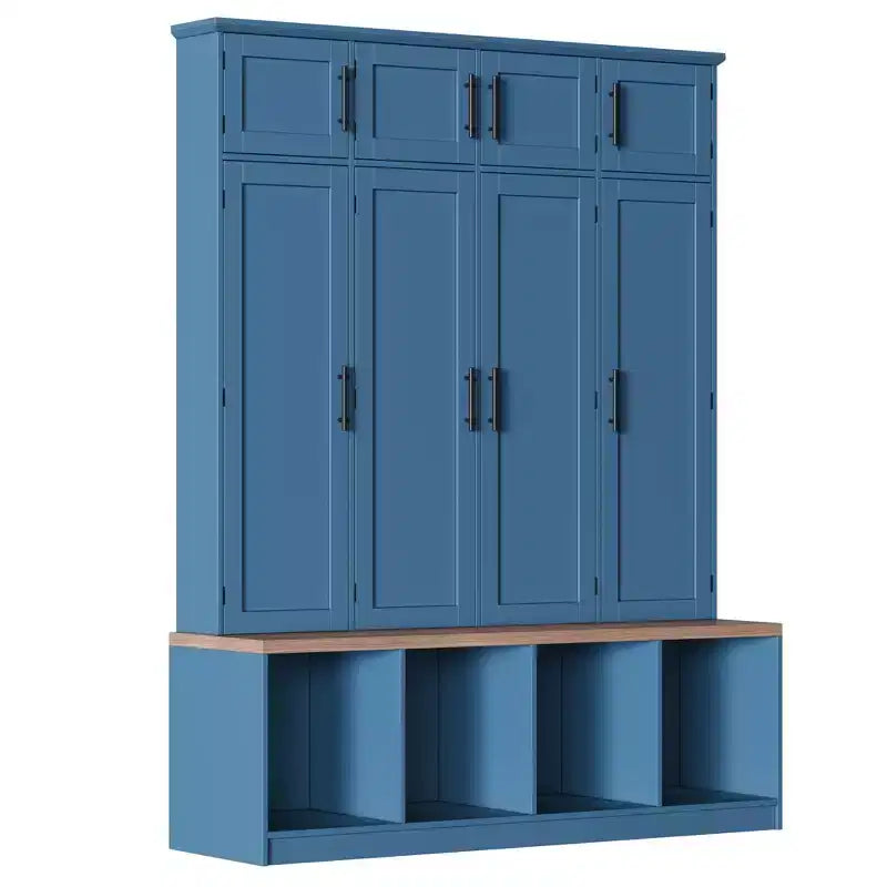 Panca Hall Tree da Fattoria Nera/Blu/Bianca con 4 Ganci, Seduta 1 Persona