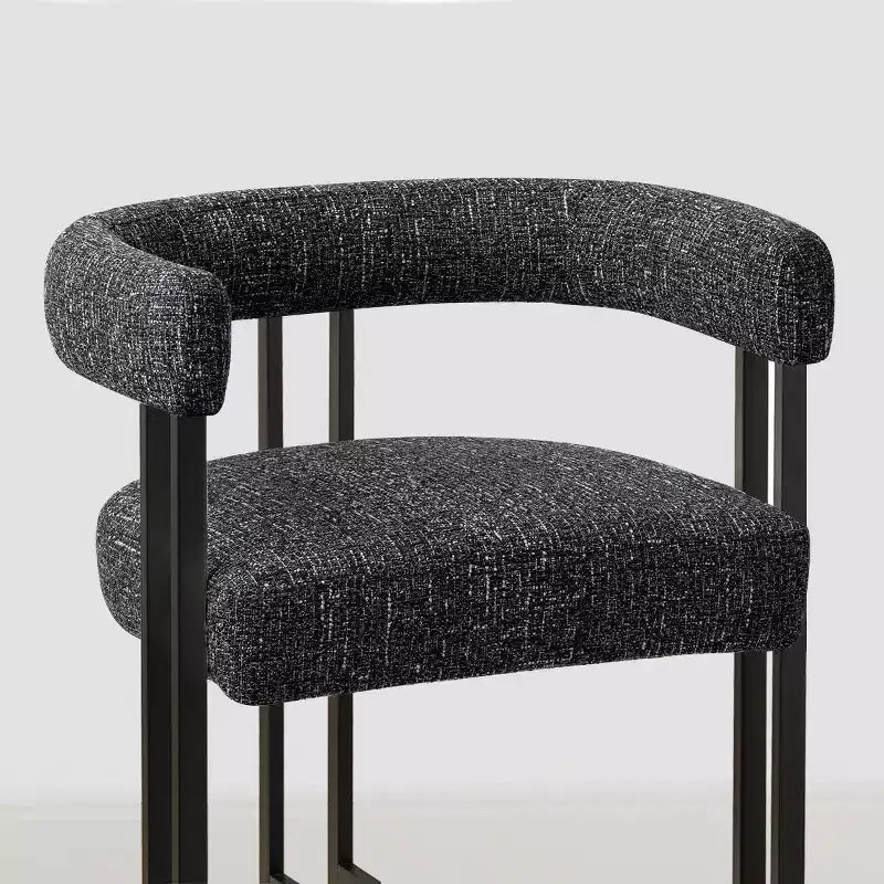 Sgabelli da Bar a Contro Altezza in Tessuto Beige / Nero / Marrone / Avena con Schienale e Braccioli Curvi, Set da 8