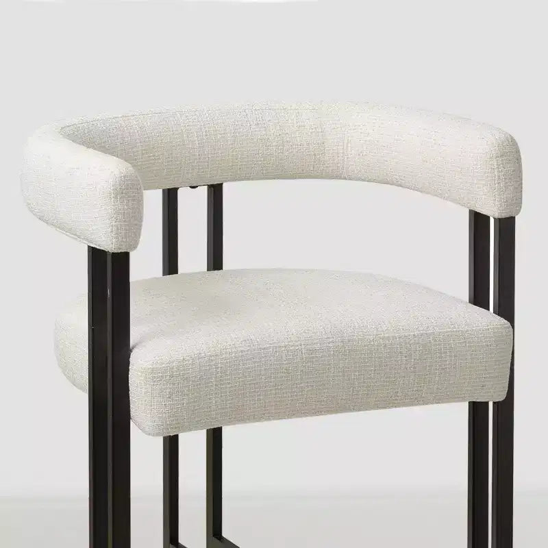 Sgabelli da Bar a Contro Altezza in Tessuto Beige / Nero / Marrone / Avena con Schienale e Braccioli Curvi, Set da 8