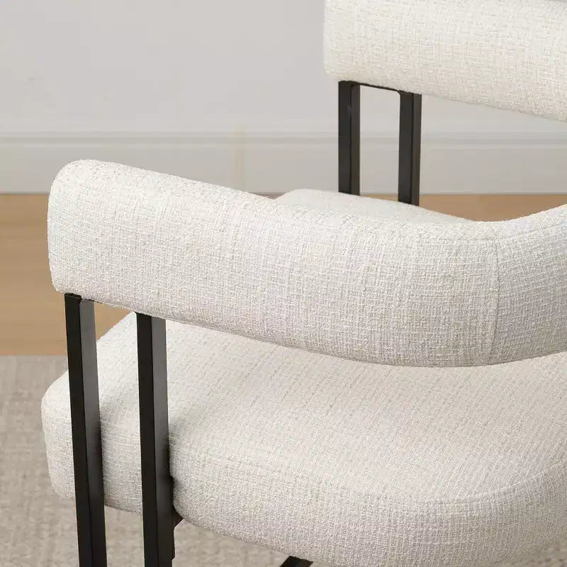 Sgabelli da Bar a Contro Altezza in Tessuto Beige / Nero / Marrone / Avena con Schienale e Braccioli Curvi, Set da 8
