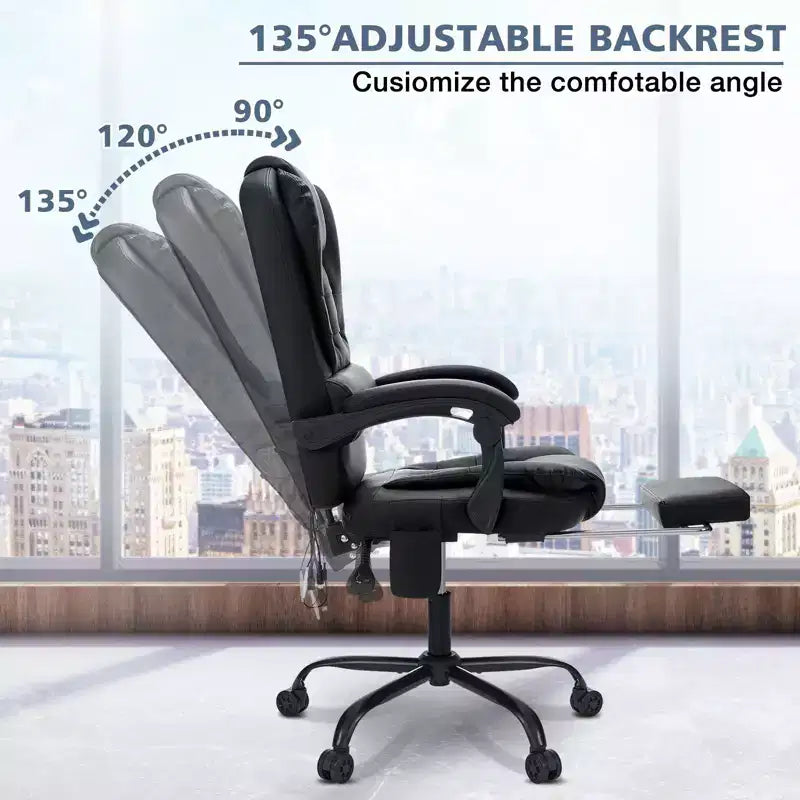 Sedia da Ufficio Ergonomica Beige/Nera con Massaggio a 7 Punti, Sedile Singolo