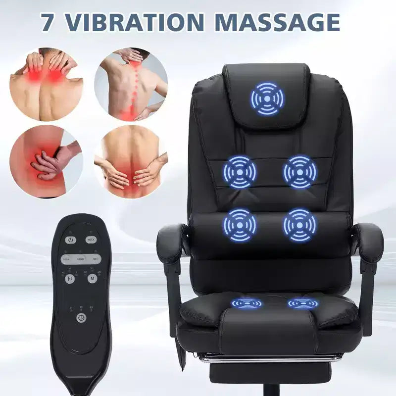 Sedia da Ufficio Ergonomica Beige/Nera con Massaggio a 7 Punti, Sedile Singolo
