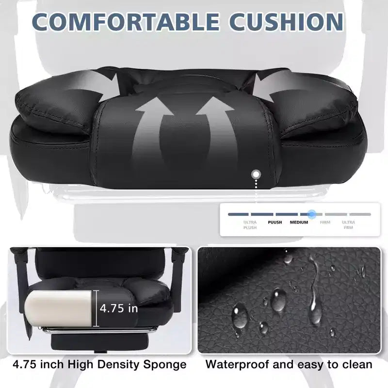 Sedia da Ufficio Ergonomica Beige/Nera con Massaggio a 7 Punti, Sedile Singolo