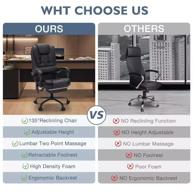 Sedia da Ufficio Ergonomica Beige/Nera con Massaggio a 7 Punti, Sedile Singolo