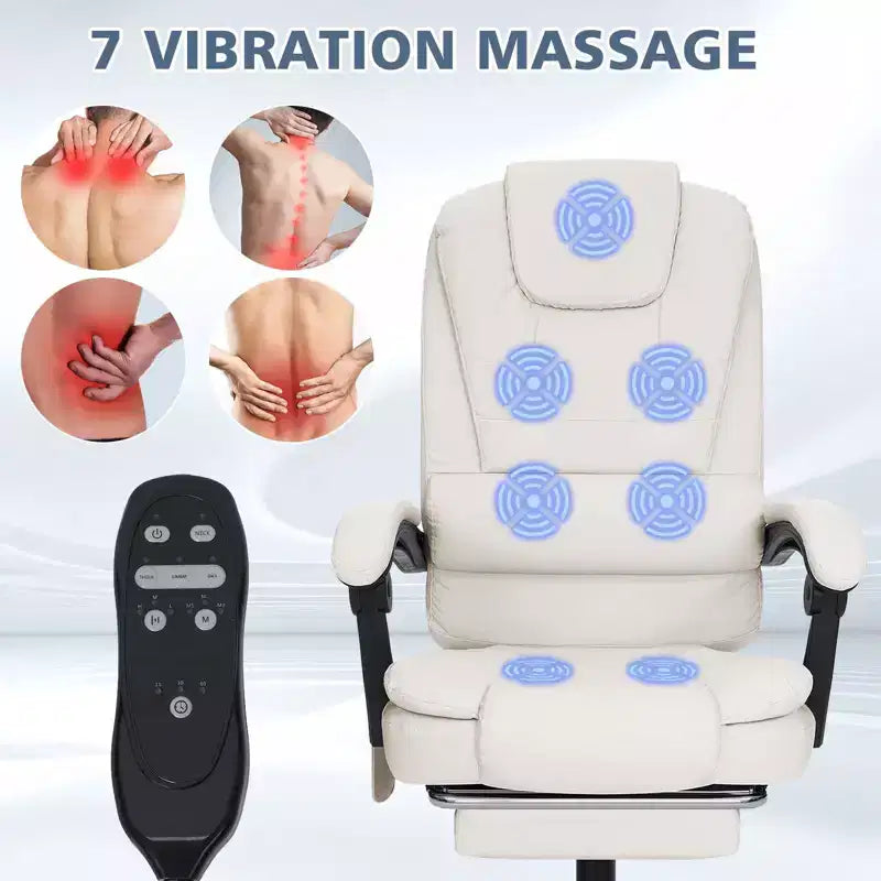 Sedia da Ufficio Ergonomica Beige/Nera con Massaggio a 7 Punti, Sedile Singolo