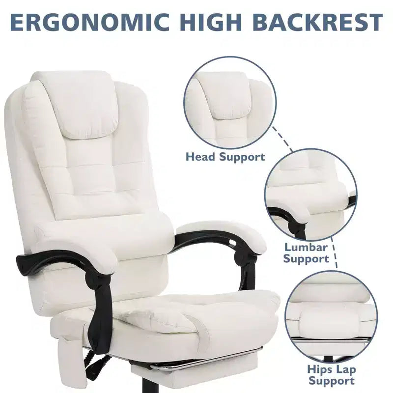 Sedia da Ufficio Ergonomica Beige/Nera con Massaggio a 7 Punti, Sedile Singolo